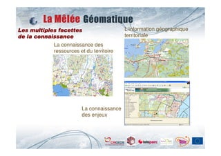 Les multiples facettes                    L’information géographique
de la connaissance                        territoriale
            La connaissance des
            ressources et du territoire




                        La connaissance
                        des enjeux
 