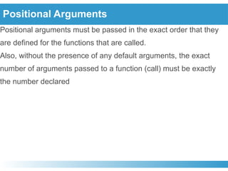 Functions in Python with all type of arguments | PPTX