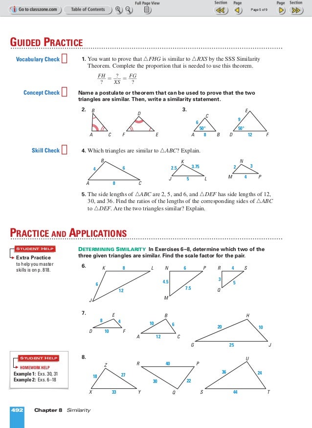 Ml geometry 8 5 proving triangles are similar