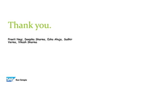 Thank you.
Preeti Negi, Deepika Sharma, Esha Ahuja, Sudhir
Verma, Vikash Sharma
 