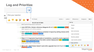 Page | 32© 2017 Magento, Inc.
Log and Prioritize
 
