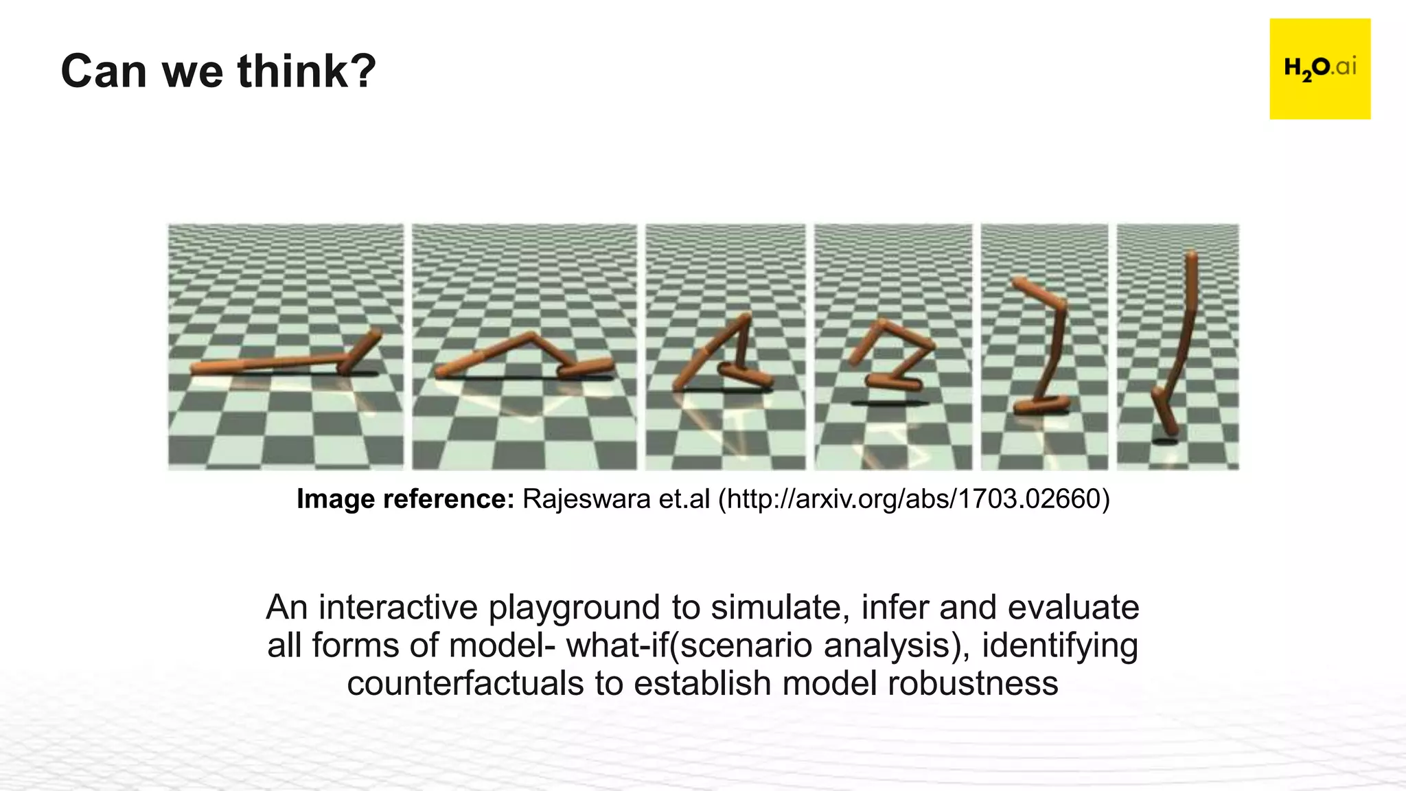 Confidential28
Can we think?
An interactive playground to simulate, infer and evaluate
all forms of model- what-if(scenario analysis), identifying
counterfactuals to establish model robustness
Image reference: Rajeswara et.al (http://arxiv.org/abs/1703.02660)
 