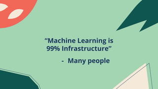 - Many people
“Machine Learning is
99% Infrastructure”
 