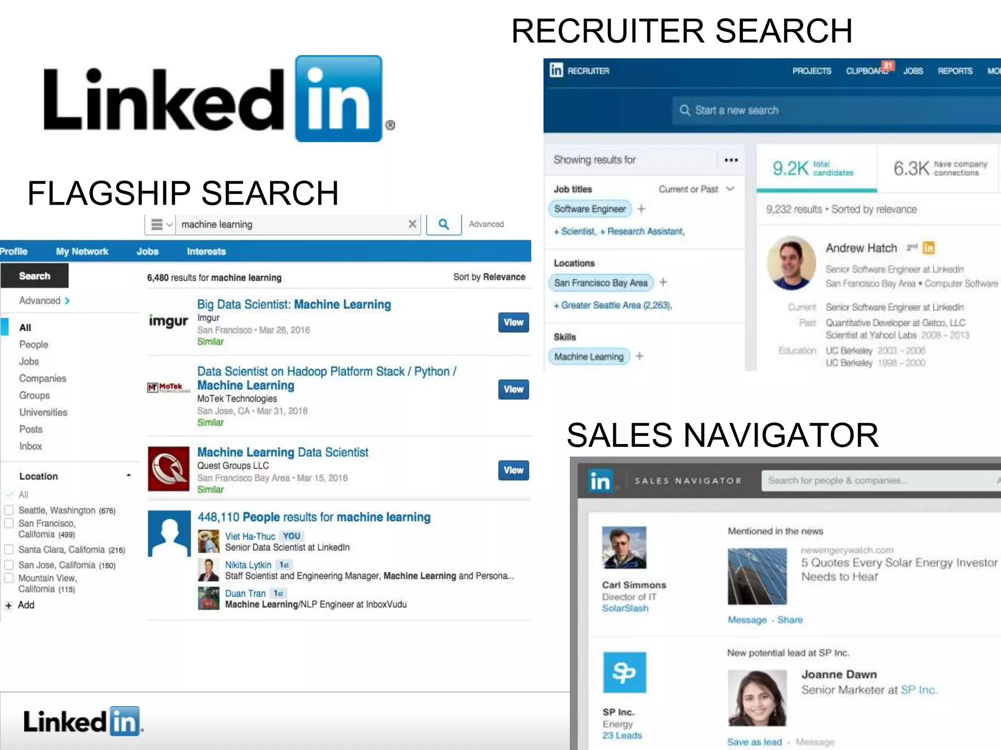 4
FLAGSHIP SEARCH
RECRUITER SEARCH
SALES NAVIGATOR
 