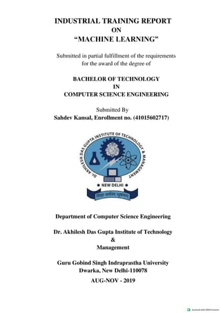 ml internship report 07.pdf for machine learning | PDF