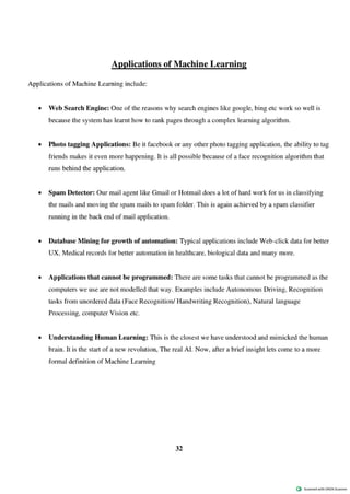 ml internship report 07.pdf for machine learning | PDF