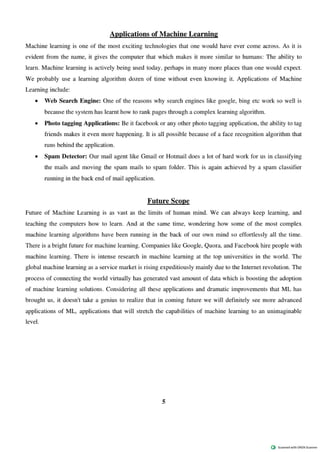 ml internship report 07.pdf for machine learning | PDF