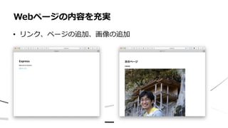 • リンク、ページの追加、画像の追加
Webページの内容を充実
 