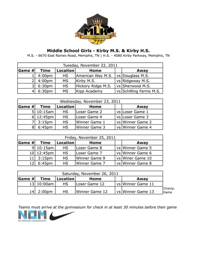 MLK Tournament Schedule PDF