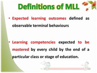 Minimum Levels of Learning | PPTX