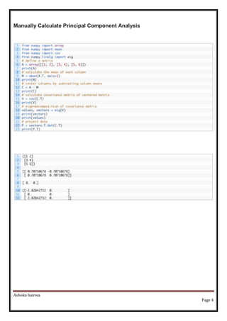 Ashoka bairwa
Page 4
Manually Calculate Principal Component Analysis
 