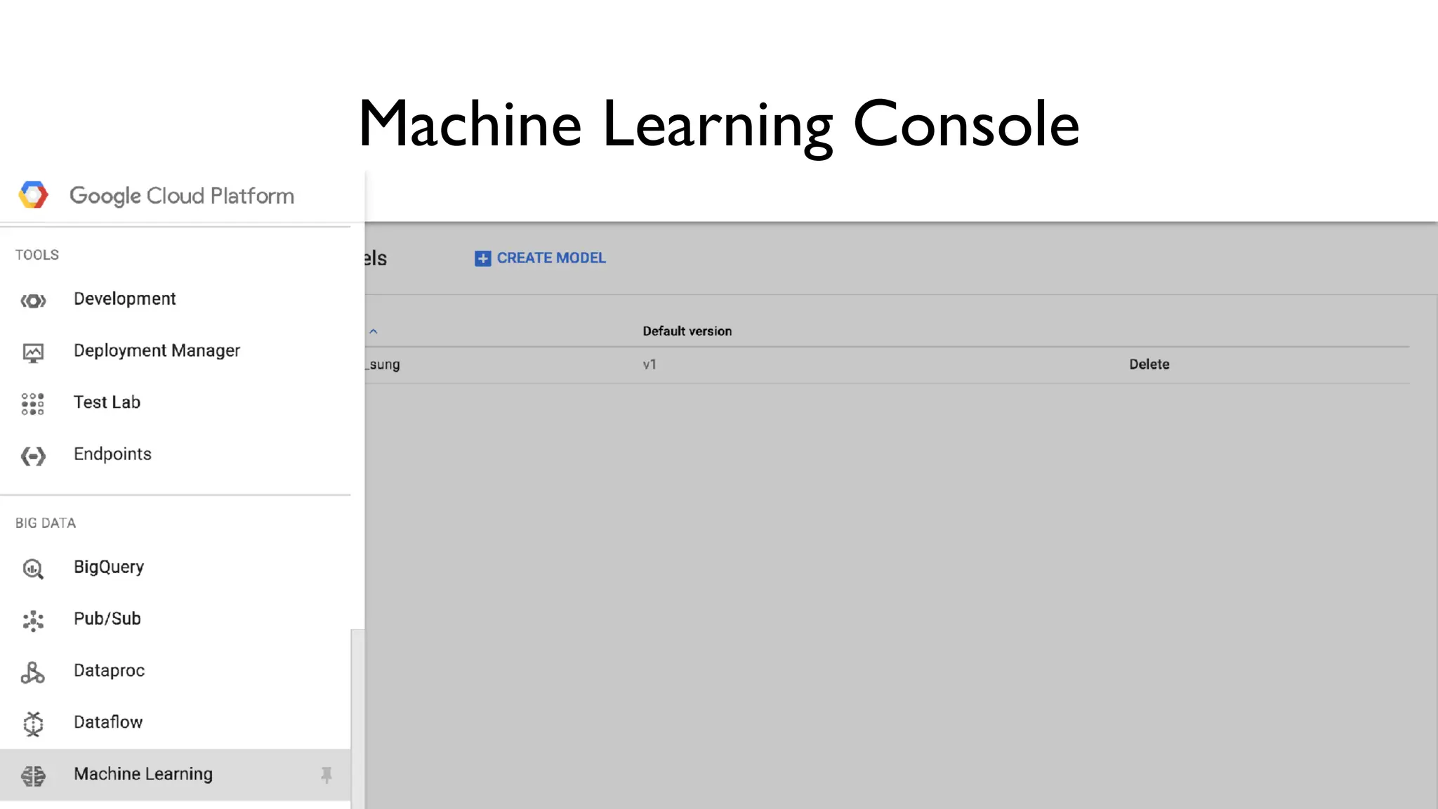 Machine Learning Console
 