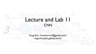 Lecture and Lab 11
CNN
Sung Kim <hunkim+ml@gmail.com>
http://hunkim.github.io/ml/
 