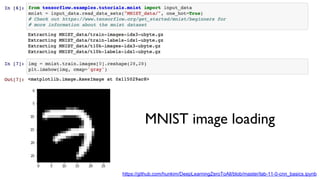 https://github.com/hunkim/DeepLearningZeroToAll/blob/master/lab-11-0-cnn_basics.ipynb
MNIST image loading
 