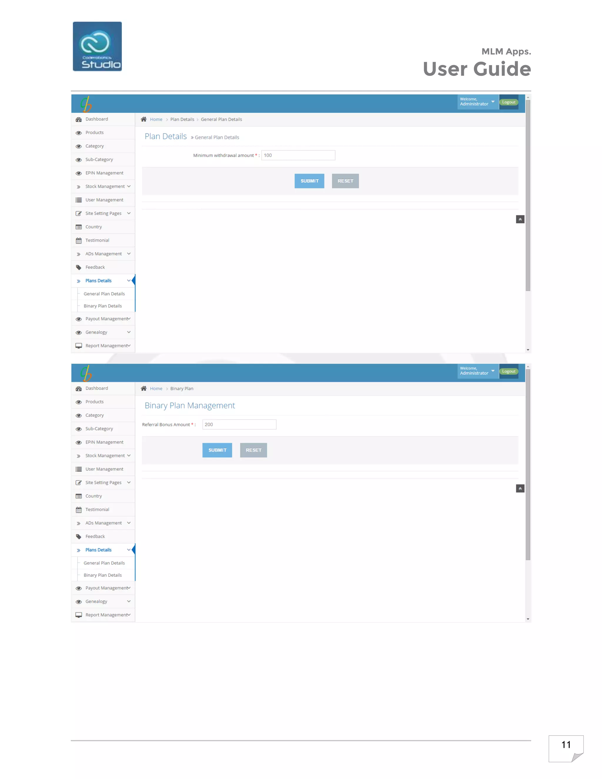 MLM Apps.
User Guide
11
 