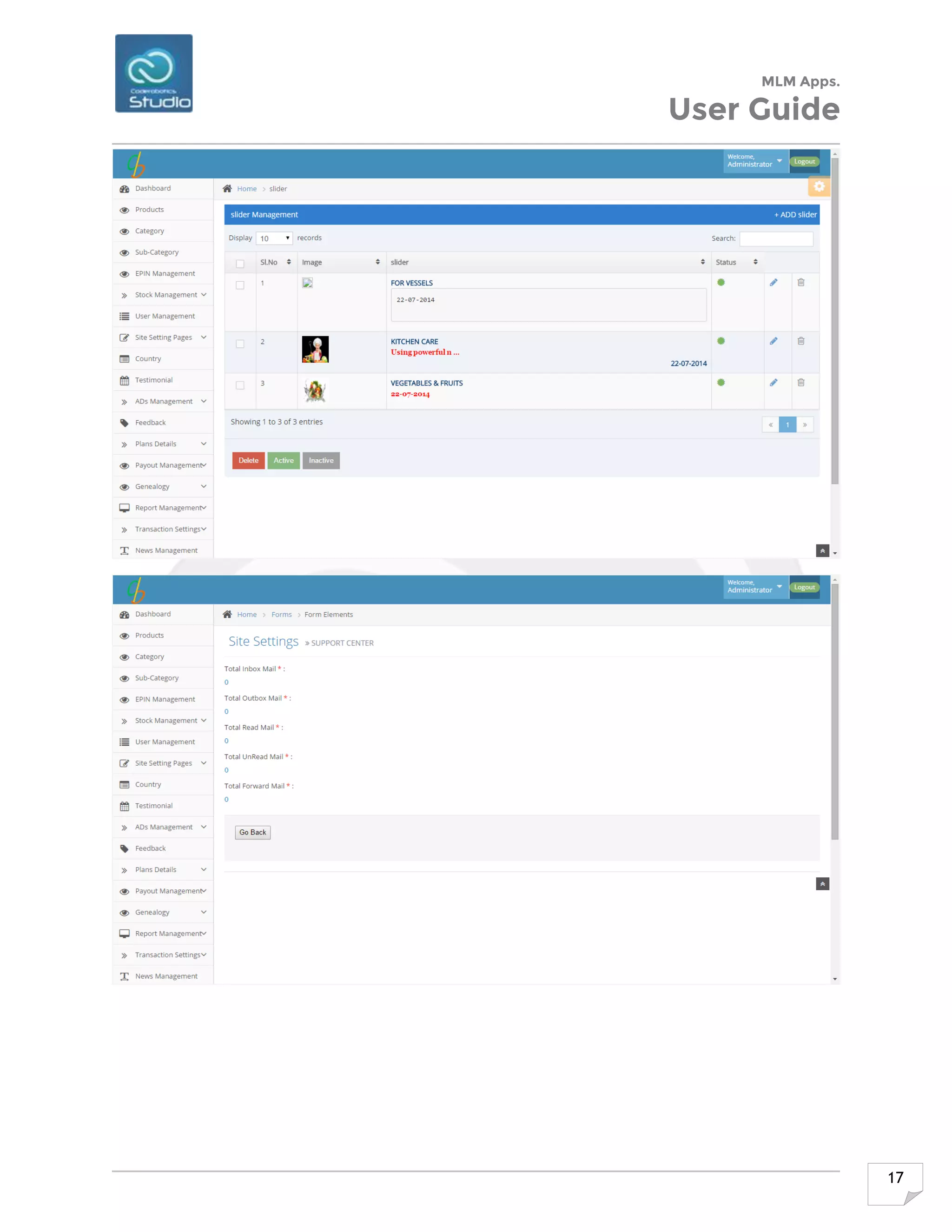 MLM Apps.
User Guide
17
 