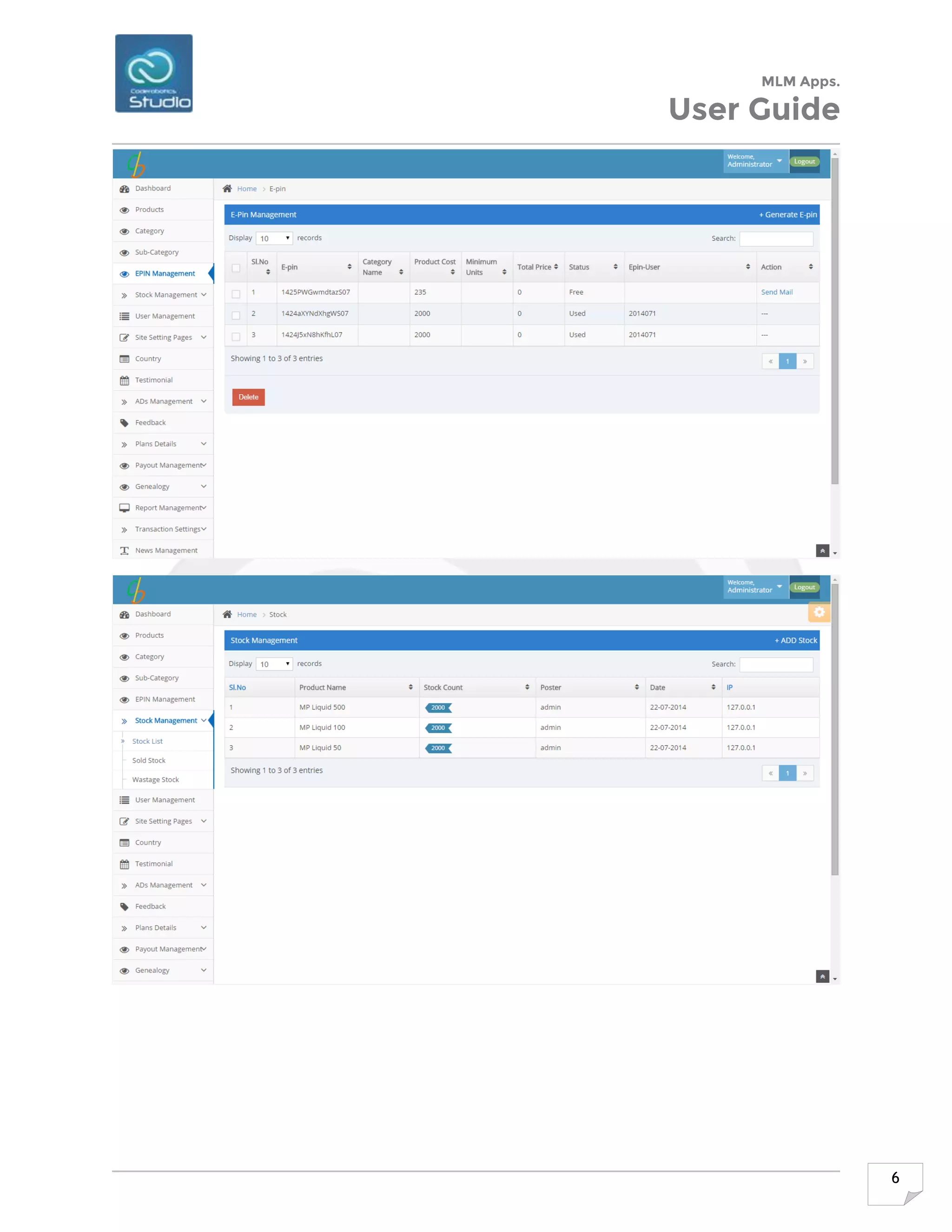 MLM Apps.
User Guide
6
 