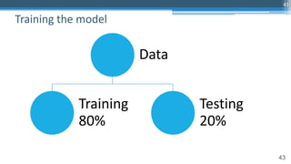 43
Data
Training
80%
Testing
20%
Training the model
43
 