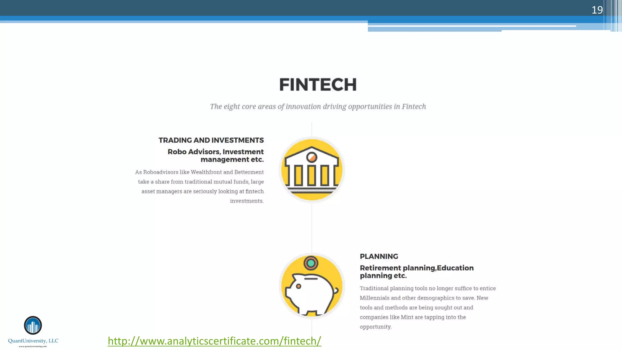 19
http://www.analyticscertificate.com/fintech/
 