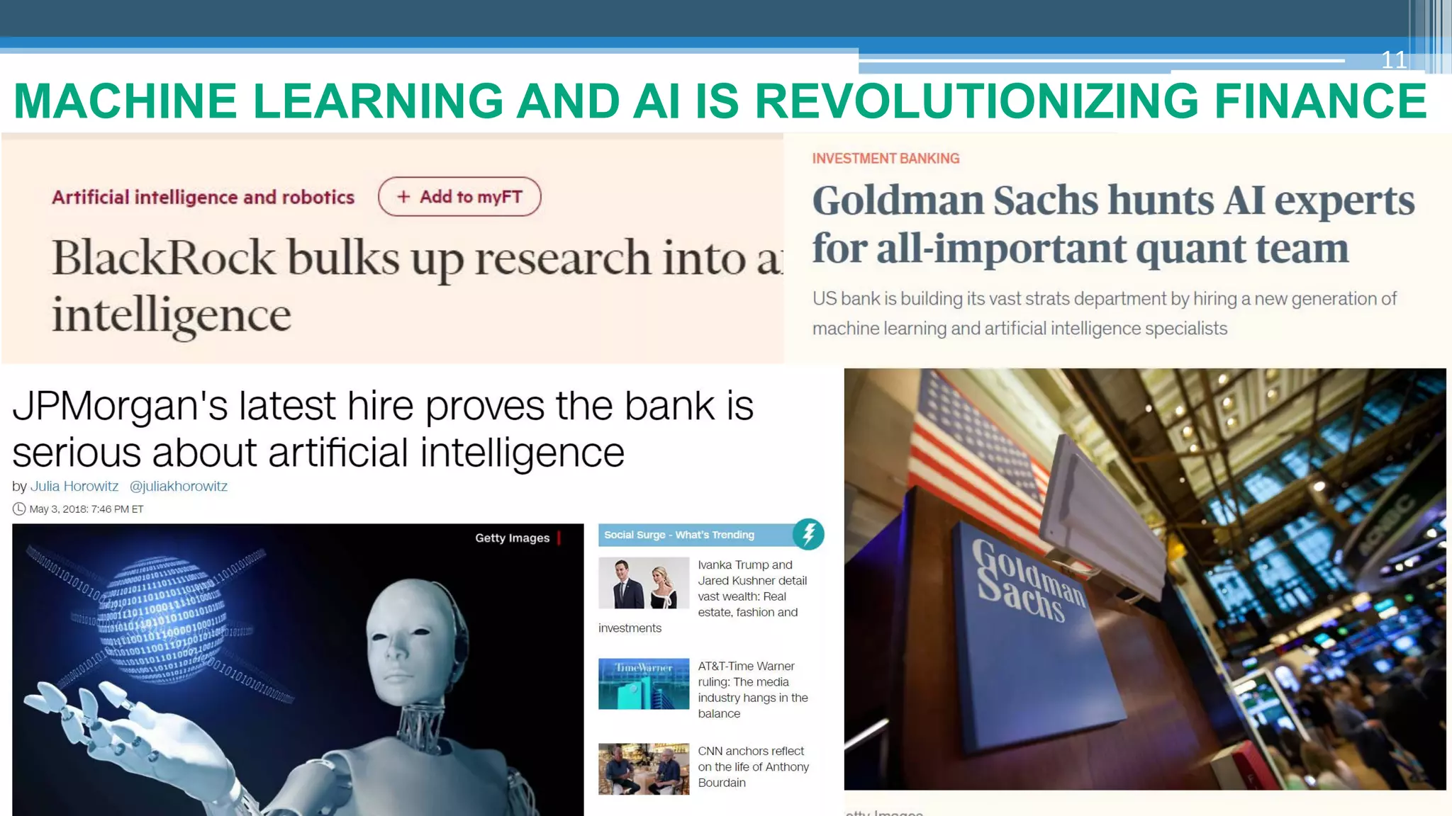 11
MACHINE LEARNING AND AI IS REVOLUTIONIZING FINANCE
 