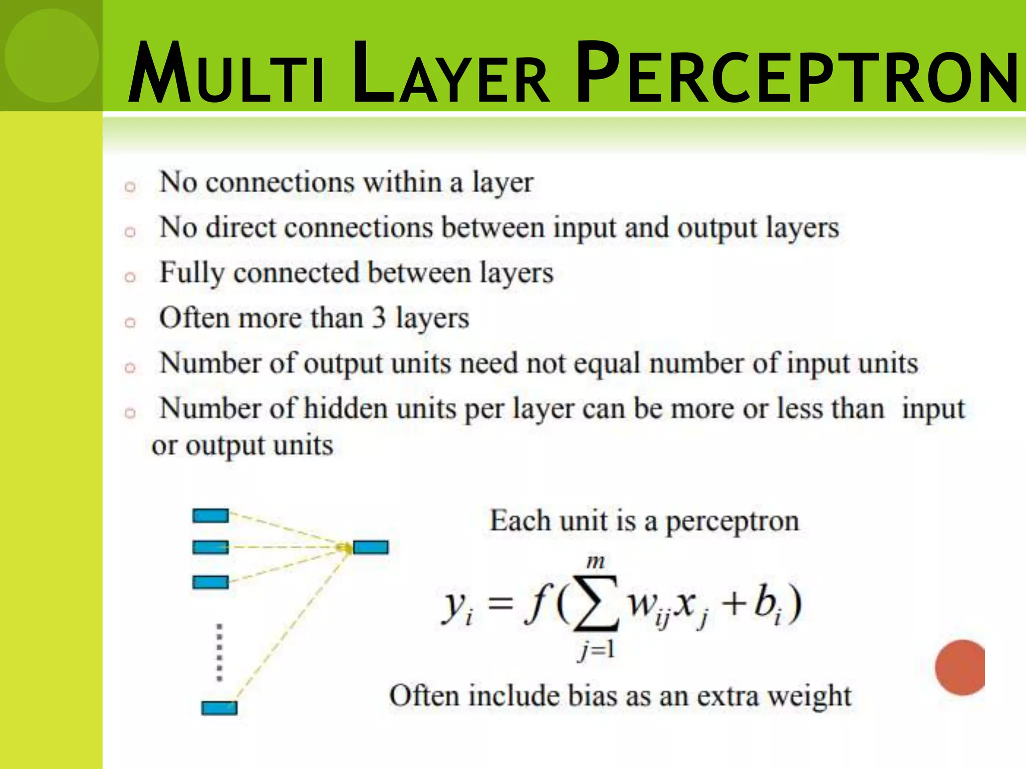 MULTI LAYER PERCEPTRON
 