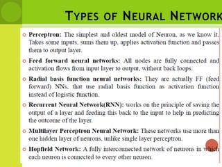 TYPES OF NEURAL NETWORK
 