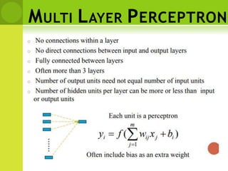 MULTI LAYER PERCEPTRON
 