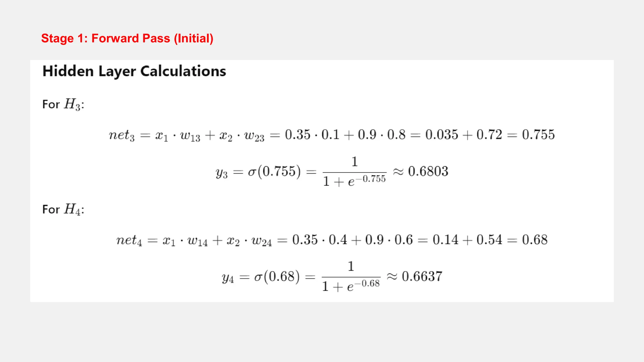 Stage 1: Forward Pass (Initial) 