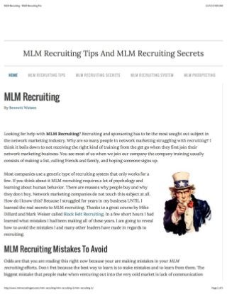 MLM Recruiting Tips And Secrets