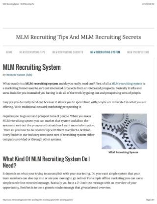 MLM Recruiting System
