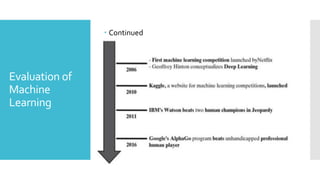 Evaluation of
Machine
Learning
 Continued
 