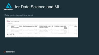 for Data Science and ML
Data versioning and time travel
 