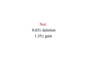 Not:
0.65≥ deletion
1.35≤ gain
 