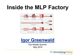 Inside the MLP Factory
Igor Greenwald
The Wealth Summit
May 2014
 