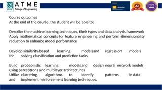 Machine Learning Course Outcomes Comprehensive Introduction to Machine Learning Concepts and ...