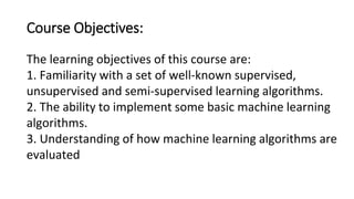 Training Objectives Machine Learning Machine learning ppt unit one syllabuspptx | PPTX
