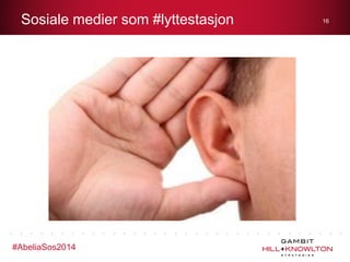Sosiale medier som #lyttestasjon

#AbeliaSos2014

16

 