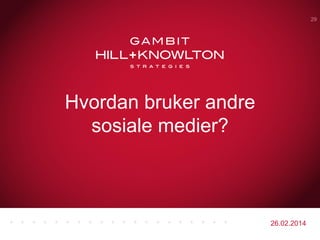29

Hvordan bruker andre
sosiale medier?

26.02.2014

 