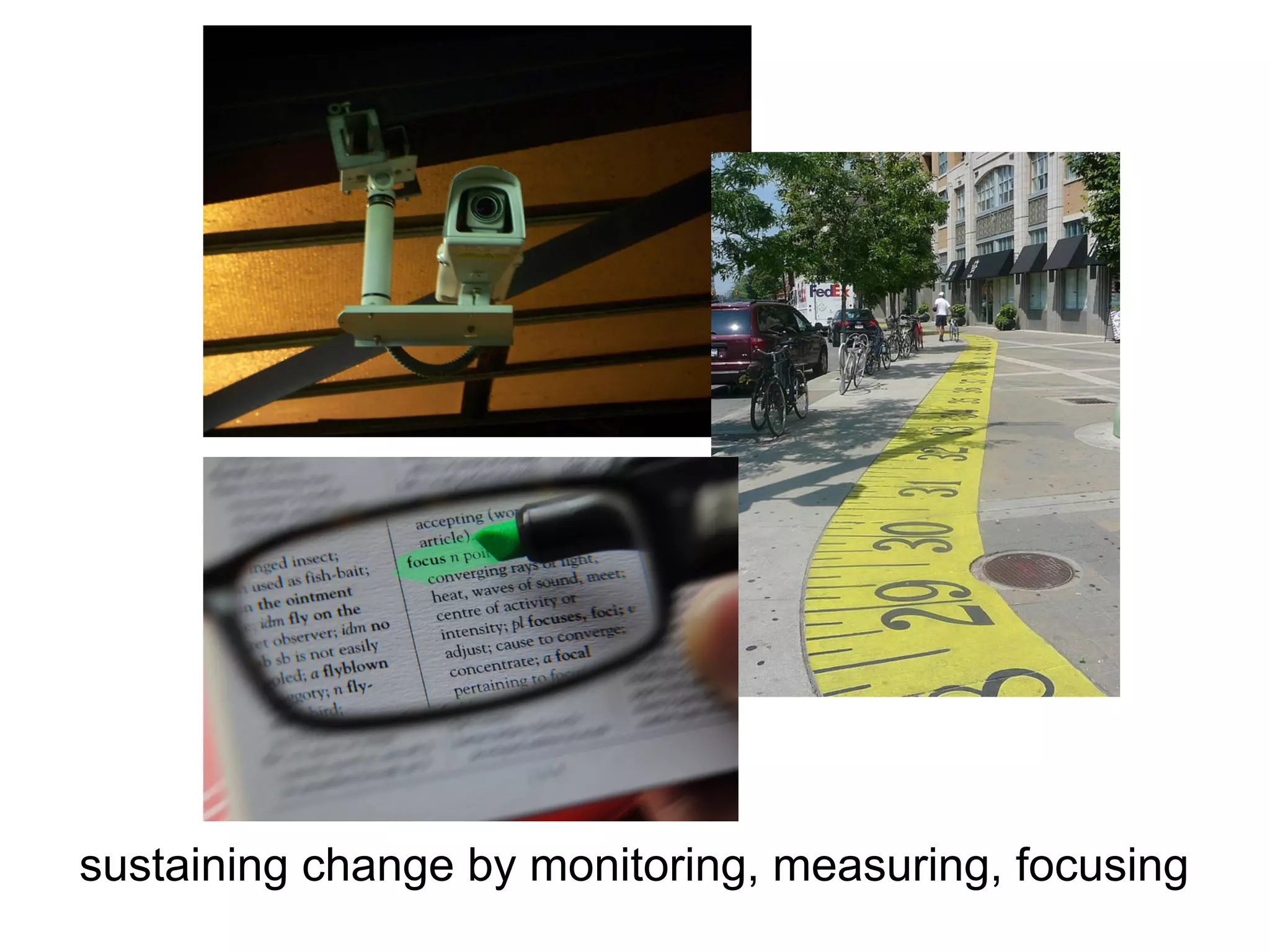 sustaining change by monitoring, measuring, focusing