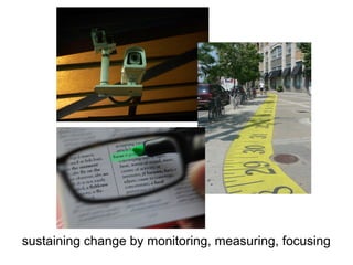 sustaining change by monitoring, measuring, focusing
 
