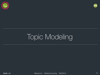 BigML, Inc X· @bigmlcom · @QatarComputing · #MLSD18 ·
Topic Modeling
 
