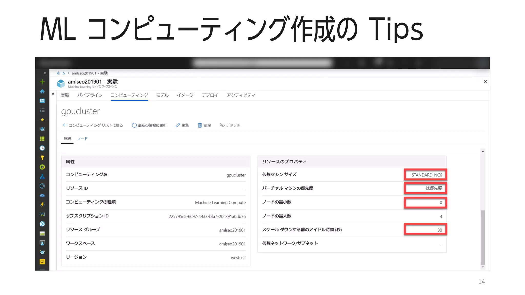 ML コンピューティング作成の Tips
14
 