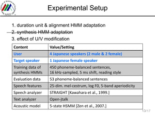 Prosody-Controllable HMM-Based Speech Synthesis Using Speech Input | PDF