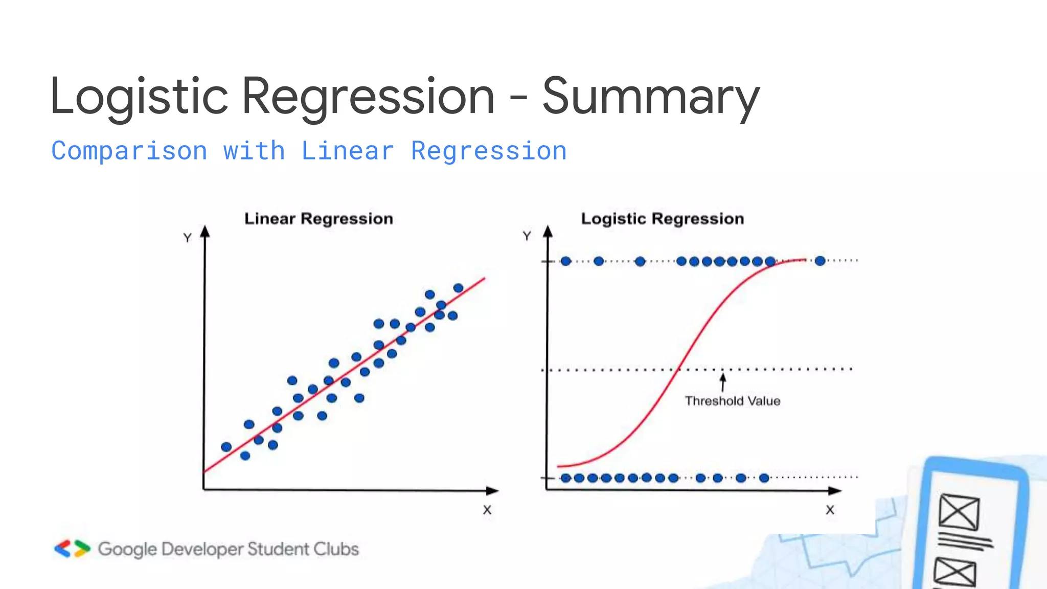 Logistic Regression - Summary
Comparison with Linear Regression
 