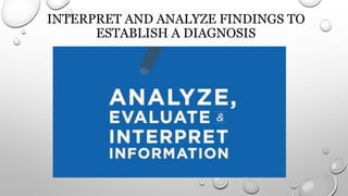 INTERPRET AND ANALYZE FINDINGS TO
ESTABLISH A DIAGNOSIS
 