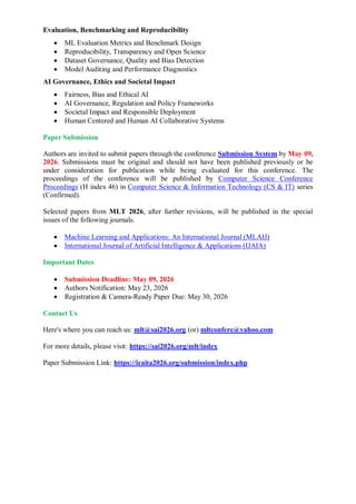 7th International Conference on Machine Learning & Trends (MLT 2026) | PDF