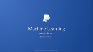 Machine Learning
In easy pieces
Sakshi Ganeriwal
 
