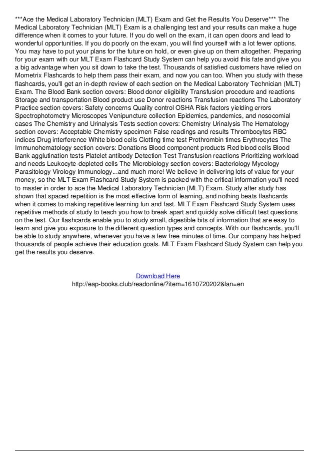 Mlt exam flashcard study system mlt test practice questions and revie…