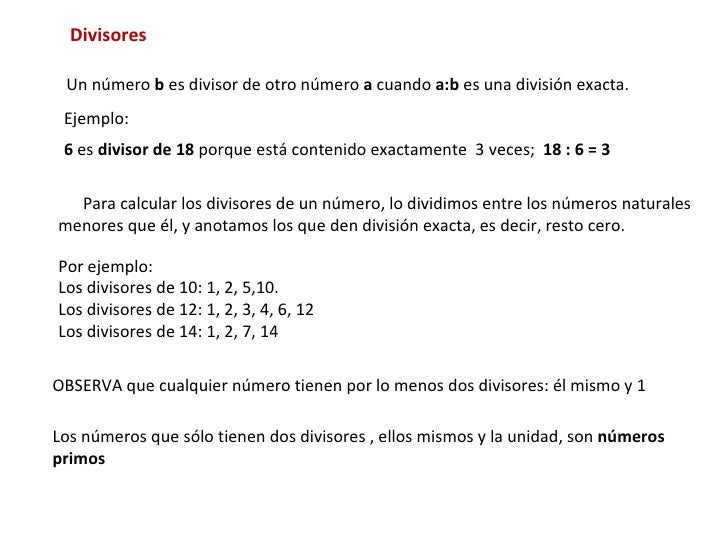 Resultado de imagen de calculo de todos los divisores de un número