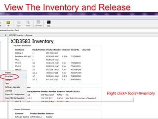 View The Inventory and Release
Right click>Tools>Inventory
 